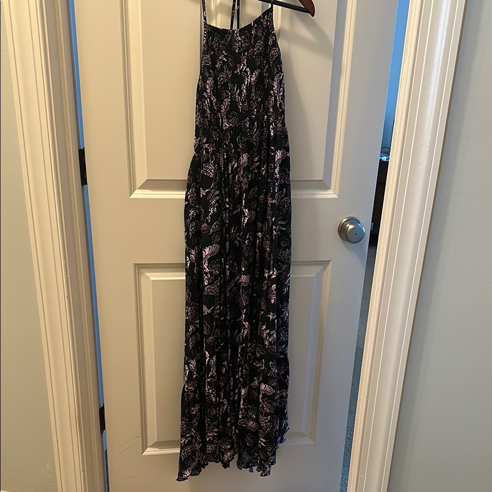 Free People Black and Light Pink Floral Maxi Dress - Women